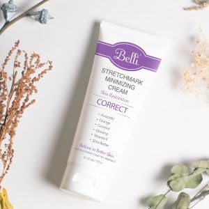 Belli Skincare Stretch Mark Cream for Pregnancy, Shea Butter & Coconut Body Moisturizer with Vitamin E, Paraben Free, Dermatologist Recommended, (6.5 Oz)