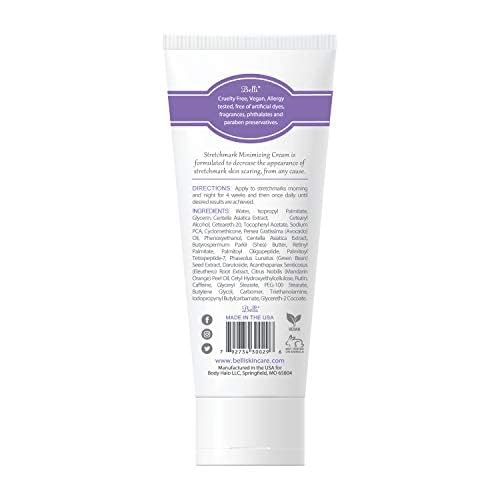 Belli Skincare Stretch Mark Cream for Pregnancy, Shea Butter & Coconut Body Moisturizer with Vitamin E, Paraben Free, Dermatologist Recommended, (6.5 Oz)