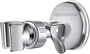 Adjustable Shower Head Holder, Bathroom Suction Cup Handheld Shower Head Bracket, Removable Wall Mounted Suction Bracket (Silver-1)