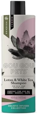 Holistic Natural Derived Lotus and White Tea Pet Shampoo: Veterinarian Recommended - Remove Dirt, Cleanse and Restore Your Dog, Cat or Horse Coat - Made in USA - 16 oz