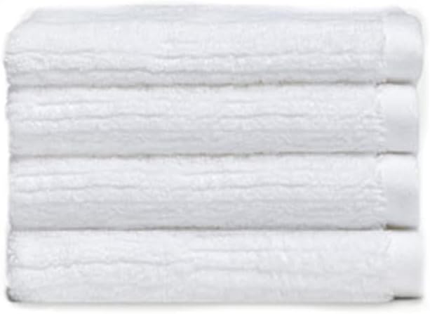 Cozy Earth Ribbed Washcloth Set - 60% Cotton 40% Viscose from Bamboo Bathroom Washcloths - Soft & Absorbent Textured Ribbed Pattern - 4 Pack White