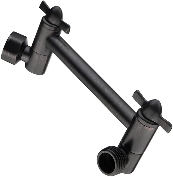 BRIGHT SHOWERS Brass Shower Arm Extender for Rain and Handheld Shower Head, 5 Inch Universal Shower Head Extension Arm, Height & Angle Adjustable, Oil-Rubbed Bronze