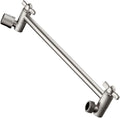 BRIGHT SHOWERS Brass Shower Head Extension Arm for Rain and Handheld Shower Head, 10 Inch Universal Shower Arm Extender, Height & Angle Adjustable, Brushed Nickel