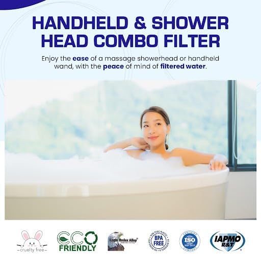 Crystal Quest Luxury 2-in-1 Handheld and Shower Head Combo Filter System - Black - BPA Free | 1.25-2.5 GPM | Reversible Cartridge | Great for Dechlorination