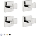 Bath Towel Hooks Premium Stainless Steel Clothes Hook Robe Coat Heavy Duty Square Wall Mounted Modern Hook for Bathroom Kitchen 4Pack Polished Chrome Finish