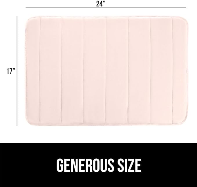 GORILLA GRIP Memory Foam Bath Mat, Soft Absorbent US Designed Bathroom Rug, Gripping Dots Machine Washable Bathmat, Cushioned Floor Mats, Shower Sink Rugs Room Décor Accessories, 24x17 Pink