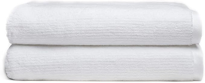 Cozy Earth Ribbed Bath Sheet Set - 60% Cotton 40% Viscose from Bamboo Bath Sheets - Soft & Absorbent Textured Ribbed Pattern - 2 Pack White