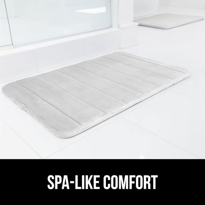GORILLA GRIP Memory Foam Bath Mat, Soft Absorbent US Designed Bathroom Rug, Gripping Dots Machine Washable Bathmat, Cushioned Floor Mats, Shower Sink Rugs Room Décor Accessories, 30x20 Light Gray