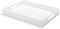 Modern Acrylic Ottoman Tray with Cutout Handles. Acrylic Serving, Organizer Decorative Tray. for Living Room, Bedroom,Bathroom and Kitchen Tabletop (White, 11x14 Inch)