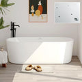 FerdY Shangri-La 67 Inch Freestanding Whirlpool Bathtub, Oval with 8 Water SPA Jets Morden White Stand Alone Jetted Tub, Luxury Acrylic Free Stand Deep Soaking Bath Tub