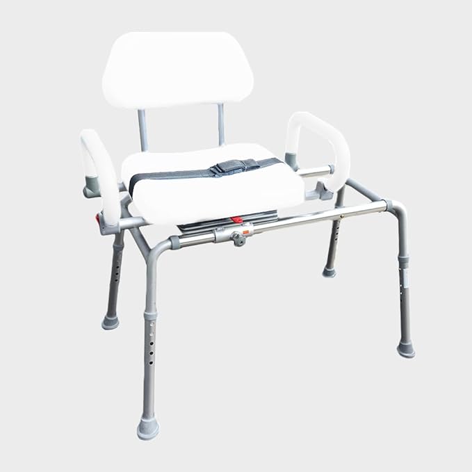 Platinum Health Carousel Sliding Shower Chair Transfer Bench with Swivel Seat (White)