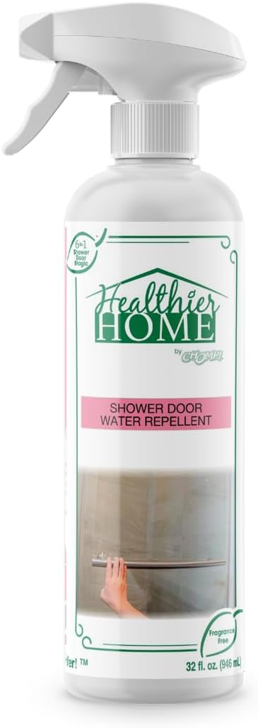 CHOMP! Shower Door Water Repellent: Healthier Home ShowerDoorMagic 6 in 1 Hard Water Stain Preventer for Glass, Fiberglass, Tile & More- Spot, Soap Scum, Calcium & Limescale Prevention 32 oz.