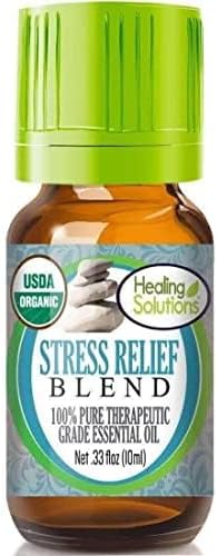Healing Solutions Oils Blends 10ml - Stress Relief Blend Organic Essential Oils for Diffuser 0.33 Fluid Ounces