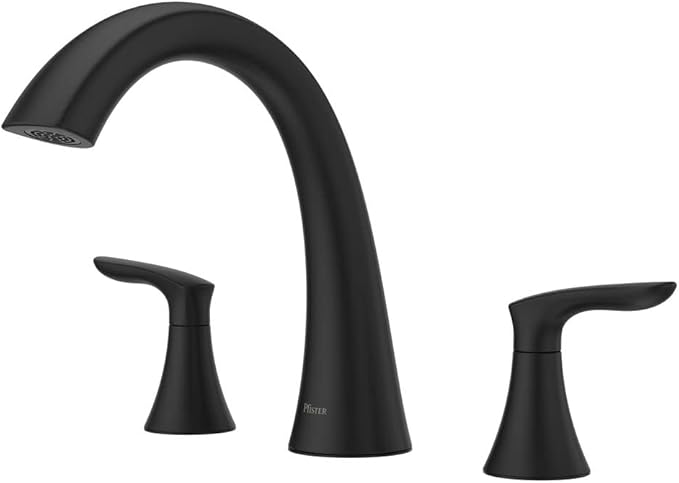 Pfister Weller Roman Bathtub Faucet (Valve Sold Separately), 2-Handle, 3-Hole, Matte Black Finish, RT65WRB