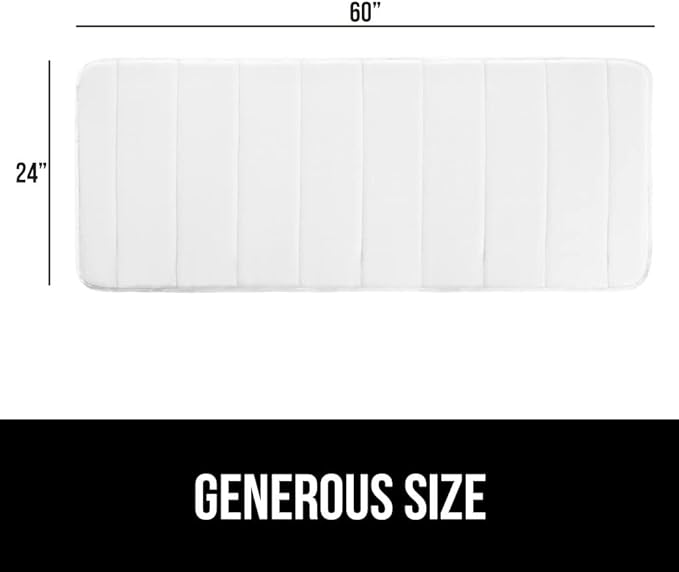 GORILLA GRIP Memory Foam Bath Mat, Soft Absorbent US Designed Bathroom Rug, Gripping Dots Machine Washable Bathmat, Cushioned Floor Mats, Shower Sink Rugs Room Décor Accessories, 60x24 White