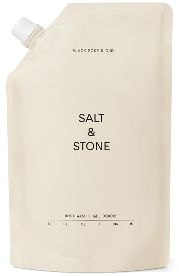 Salt & Stone Body Wash with Antioxidants for Deep Moisture | For Women & Men, Sulfate, Paraben, & Dye Free, Leaving Skin Soft and Hydrated | Black Rose & Oud 32 fl oz