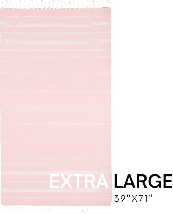 BAY LAUREL Turkish Beach Towel with Travel Bag 39 x 71 Quick Dry Sand Free Lightweight Large Oversized Towels Light - Pack of 4 (Pack of 4 - Blush with Floral Bag)