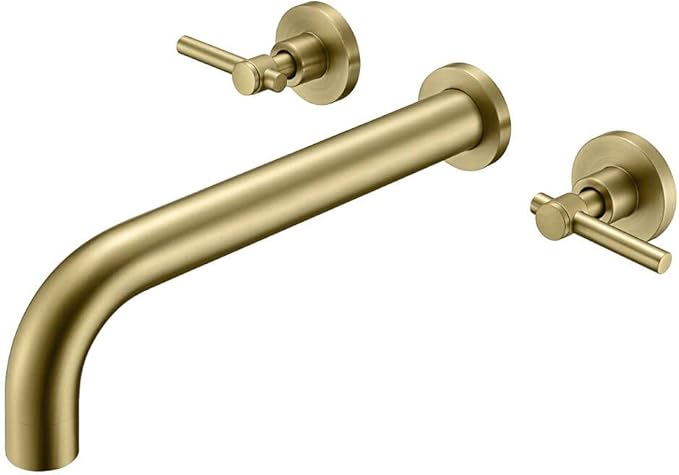 SUMERAIN Bathroom Wall Mounted Tub Filler Faucet Brushed Gold Bathtub Faucet Set with Brass Rough in Valve