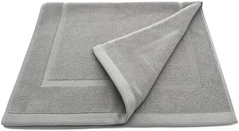 Lincoln & Palm 1-Piece Turkish Cotton Bath Mat - Soft, Plush, and Absorbent - 1000 GSM Thick Luxury Spa and Hotel Style - No Rubber Backing - Silver-Infused SILVERbac (1 Piece Bath Mat, Silver)