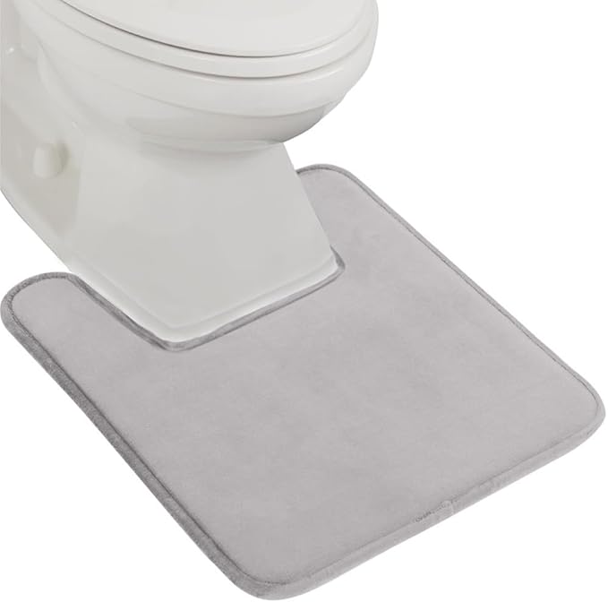 GORILLA GRIP Thick Memory Foam Toilet Rug for Bathroom, Square Shaped Washable, Absorbent Velvet Topside Floor Mats, Machine Wash, Cushioned Luxury Rugs for Bath Room, 22.5 x 19.5 Soft Gray