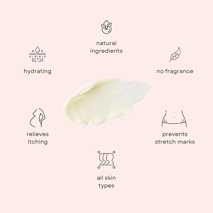 Irene Organics Organic Belly Butter for Pregnancy Stretch Mark Prevention and Treatment Award Winning Anti Stretch Mark Tummy Balm For Pregnancy and Postpartum 8oz - Hydrating Bump Cream
