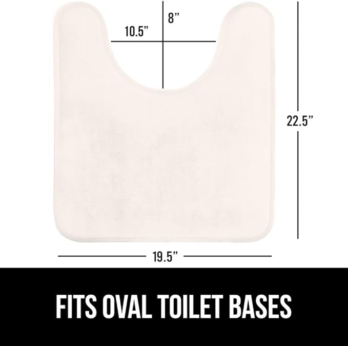 GORILLA GRIP Thick Memory Foam Toilet Rug for Bathroom, U Shaped Washable, Soft Absorbent Velvet Topside Floor Mats, Machine Wash, Cushioned Luxury Rugs for Bath Room, 22.5 x 19.5, Cream