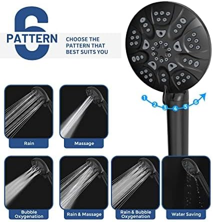 6-Mode High Pressure Handheld Shower Head with Filter, HOPOPRO High Flow Filtered Handheld Showerhead, Water Softener Filters for Hard Water - Removes Chlorine - Improves Skin Hair Condition
