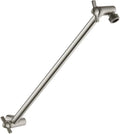 BRIGHT SHOWERS 15 Inch Extra Long Shower Head Extension Arm, Solid Brass Shower Arm Extender with Locking Screw for Rain and Handheld Showerhead, Height & Angle Adjustable, Brushed Nickel