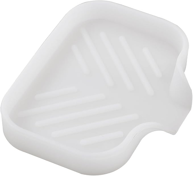 Silicone Bathroom Soap Dishes with Drain Spout-Bathroom and Kitchen Sink Organizer,Sponge Holder,Dish Soap Tray,Perfect for Dispenser,Scrubber,Bottle,Cup on Counter Translucent 4.9"×3.2"