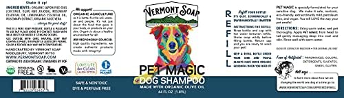VERMONT SOAP Organics Pet Shampoo - Infused with Organic & Natural Olive Oil, Coconut & Aloe Vera Dog Shampoo for Sensitive Skin - USDA Certified Grooming Pet Shampoo - Original Citrus (64oz)