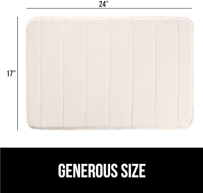 GORILLA GRIP Memory Foam Bath Mat, Soft Absorbent US Designed Bathroom Rug, Gripping Dots Machine Washable Bathmat, Cushioned Floor Mats, Shower Sink Rugs Room Décor Accessories, 24x17 Cream