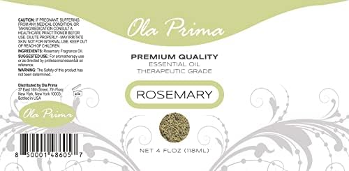 Ola Prima Rosemary Essential Oil 4 Fluid Ounces – Therapeutic Grade Aromatherapy Oil for Diffuser & Soap Making