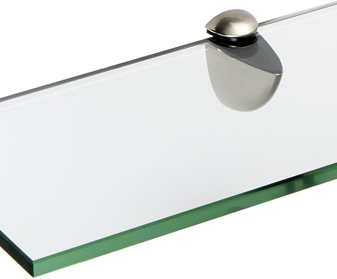 Spancraft Glass P-4.75x36-Brushed Steel Peacock Glass Shelf, Brushed Steel, 4.75" x 36"