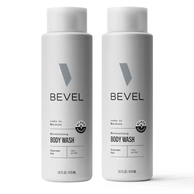 Bevel Moisturizing Body Wash for Men - Supreme Oak Scent with Shea Butter, Vitamin B, and Coconut Oil, 16 Oz (Pack of 2)(Packaging May Vary)