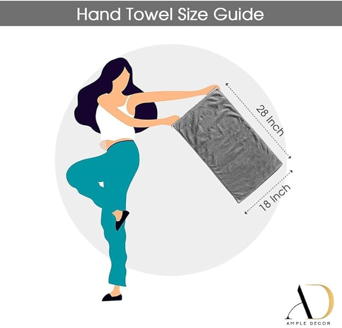 Ample Decor Hand Towel 18 X 28 Inch Pack of 6 600 GSM 100% Cotton,Soft Absorbent Thick Durable Premium Quality, for Hotel, Bathroom, Spa, Daily Use, Gym - Christmas White