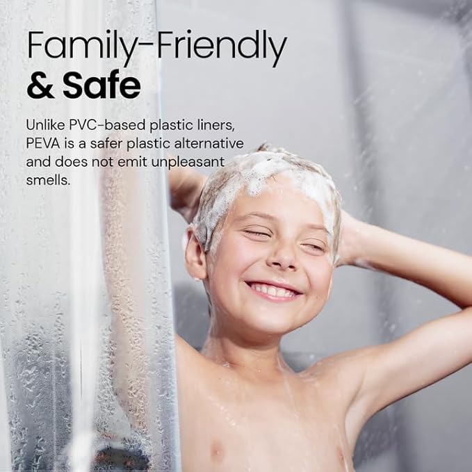 LiBa Shower Curtain - Waterproof Plastic Shower Curtain Premium PEVA Non-Toxic with Rust Proof Grommets Frosted 8G Heavy Frosted Duty Bathroom Accessories 72x72 2 Pack
