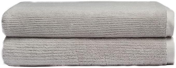 Cozy Earth Ribbed Bath Sheet Set - 60% Cotton 40% Viscose from Bamboo Bath Sheets - Soft & Absorbent Textured Ribbed Pattern - 2 Pack Light Grey