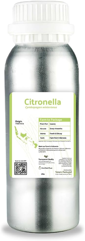 Citronella Essential Oil - Direct from Central Java, Indonesia - Pure Essential Oil for Diffusers and Aromatherapy | 100% Pure Therapeutic Grade (2lbs)