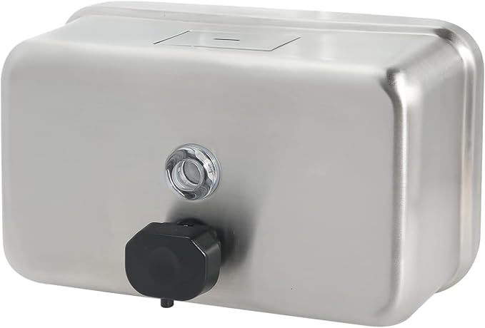 Commercial Soap Dispenser Wall Mount – Antirust Stainless Steel Soap Dispenser Liquid 38.8oz Large Capacity (Horizontal), Anti-Leak SUS304 Brushed Metal for Bathroom & High-Traffic Areas