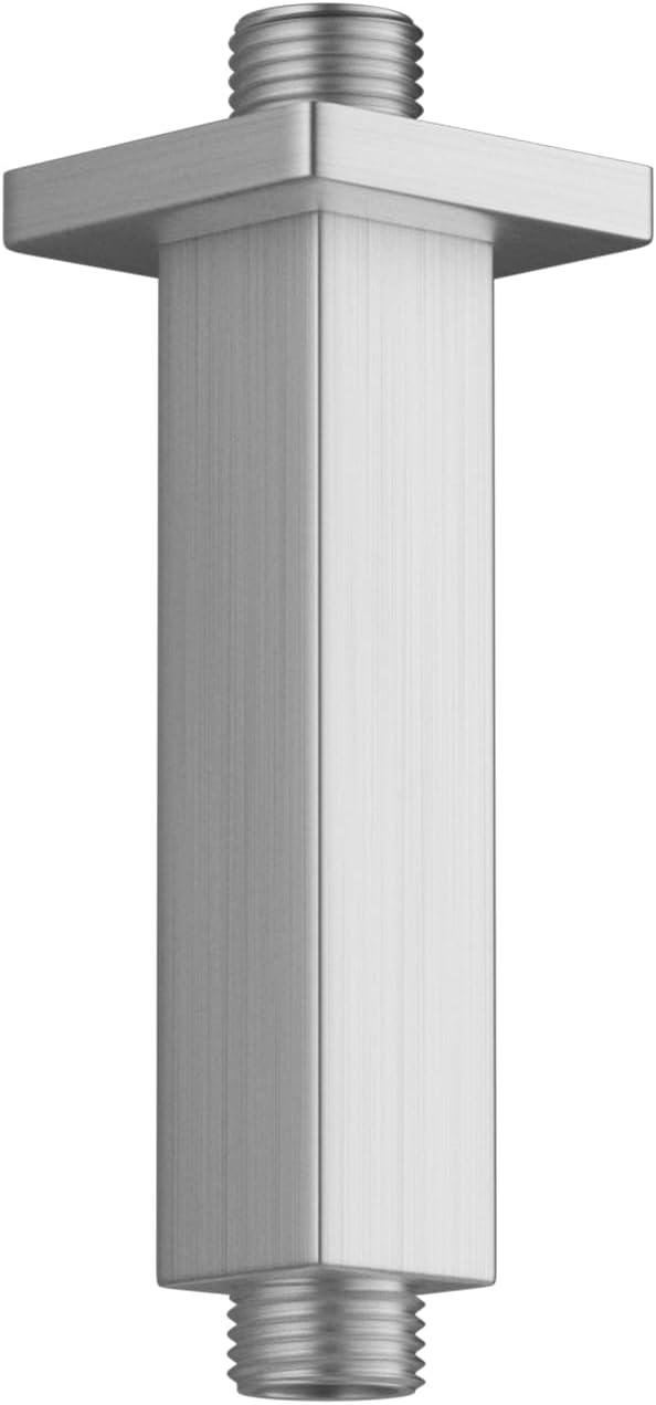 Brushed Nickel Short Shower Arm with Flange, 4 inch Ceiling Mounted Shower Head Extension Pipe Arm for Fixed Shower Head and High Pressure Rain