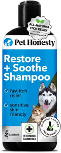 Pet Honesty Restore + Soothe Shampoo for Sensitive Skin for Dogs & Cats - Dog Skin and Coat Supplement - Soothes Itching, Irritation and Hot Spots (Lavender) - 12oz