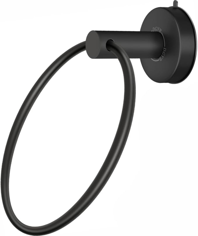 DGYB Suction Cup Towel Ring Matte Black Hand Towel Holder for Bathroom Wall SUS 304 Stainless Steel Kitchen Towel Hanger