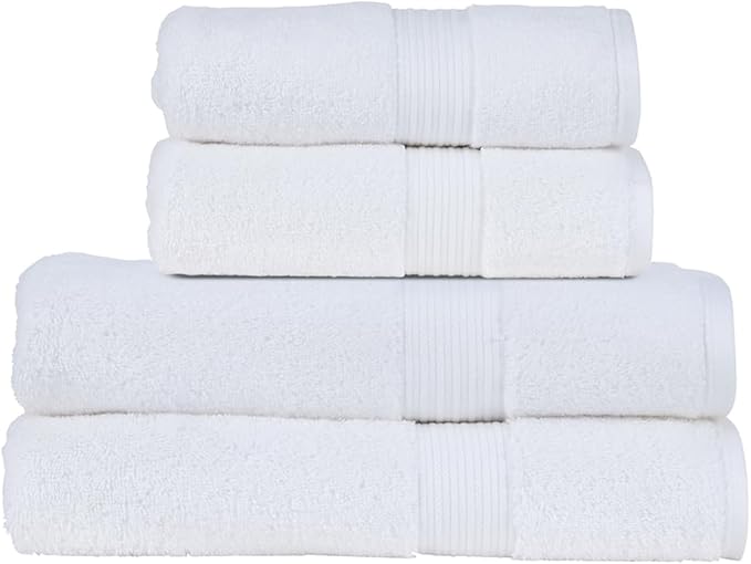 Christy Supreme Hygro 4 Piece Towel Set | White | 100% Luxury Supima Cotton | Ultra Soft | Super Absorbent | 650GSM | 2 Bath Towels 2 Hand Towels