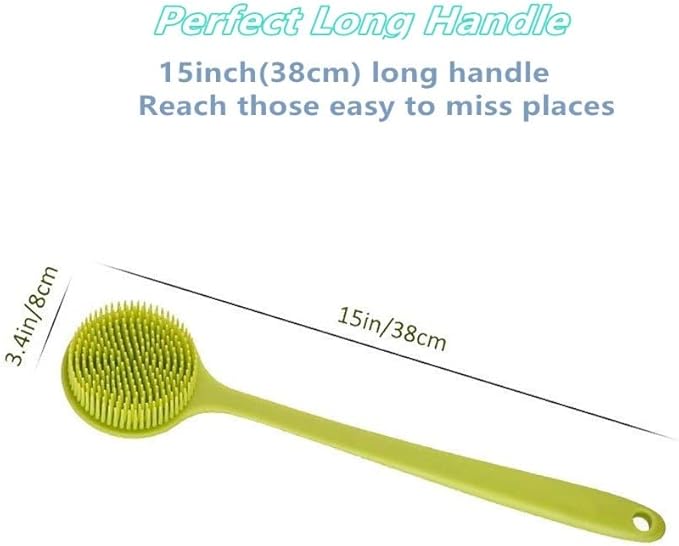 Silicone Body Scrubber - Long Handle Back Scrubber, Silicone Body Brush Shower Exfoliator