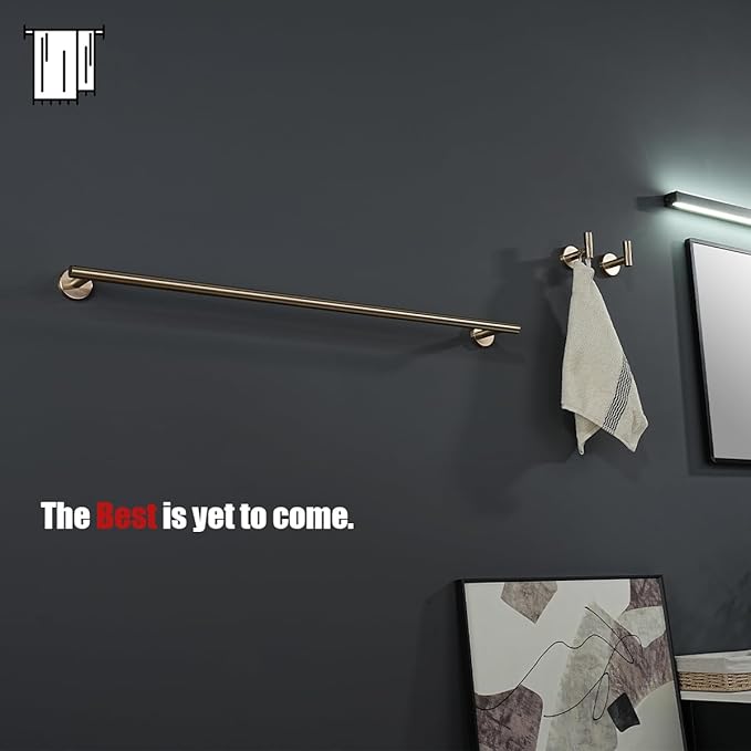 JQK Champagne Bronze Bath Towel Bar, 33 Inch 304 Stainless Steel Thicken 0.8mm Towel Rack Bathroom, Towel Holder Wall Mount, Useable Length 30 Inch, TB110L30-CB