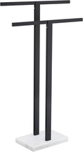KOKOSIRI Bathroom Towel Rack 2-Tier Standing Towel Racks with Marble Base, Stainless Steel Freestanding Towel Bars, Thicken Steady Design, Matte Black THS0001-BK