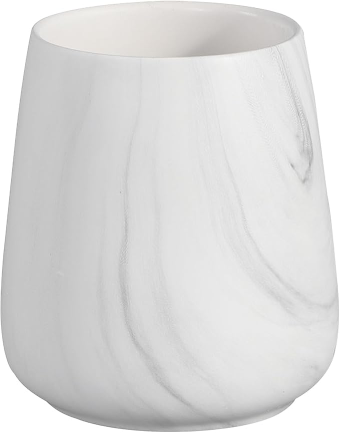 Marble White Toothbrush Holder for Bathroom - Ceramic Tooth Brushing Holders, Toothbrush Cup, Toothpaste Organizer for Bathroom Countertop, Makeup Brush Holder, Pen Holder for Home Desktop Storage