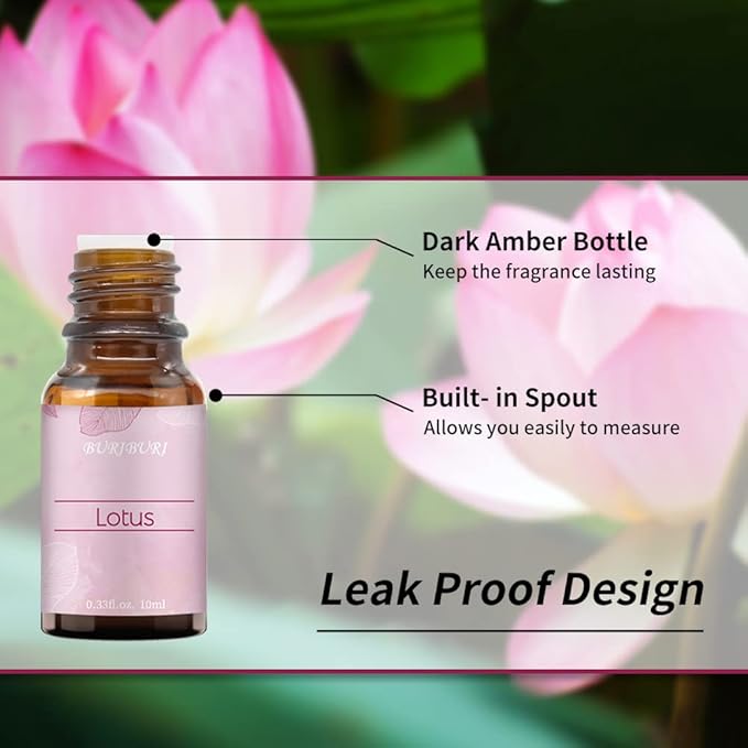 BURIBURI Lotus Essential Oil and Peony Essential Oils Gifts Set 2Pack, 100% Pure Natrual Flower Diffuser Oil for Massage, Soap Making, Skin Care, Soap/Candles Making