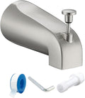 Tub Spout with Diverter, Slip On Bathtub Spout Fits 1/2'' Copper Tube(5/8'' Dia), Bathroom Tub Faucet with PTFE Tape & Hex Wrench, Brushed Nickel