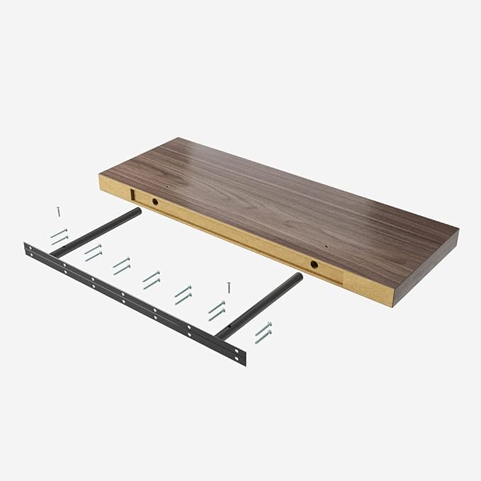 Floating Shelf, Set of 3 Wall Shelf, 30 in W x 12.75 in D x 2 in H Wooden Floating Wall Shelf with Invisible Brackets for Living Room/Bedroom/Bathroom/Kitchen Storage and Decor, Walnut
